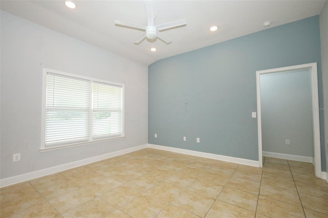 1061 Citrus Landings Blvd, Davenport, FL 33837 - empty room featuring a ceiling fan, recessed lighting, light tile patterned floors, and baseboards
