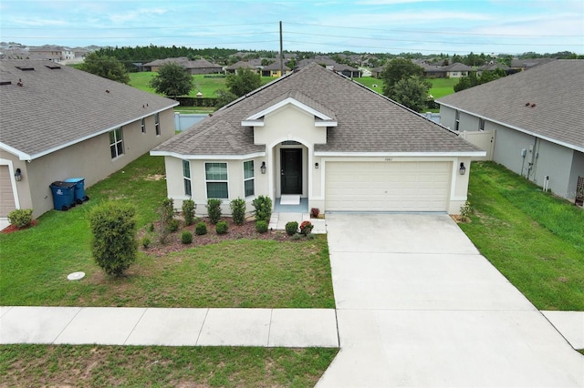 1061 Citrus Landings Blvd, Davenport, FL 33837 - ranch-style home featuring a shingled roof, a garage, stucco siding, and a residential view
