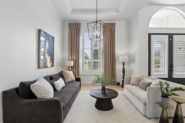 2908 Lee Shore Loop, Orlando, FL 32820 - living room with a chandelier and crown molding