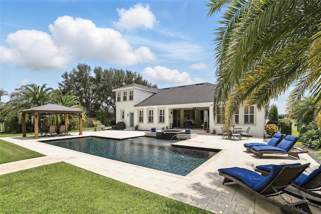 2908 Lee Shore Loop, Orlando, FL 32820 - view of swimming pool featuring a gazebo, a patio area, a lawn, and a pool with connected hot tub