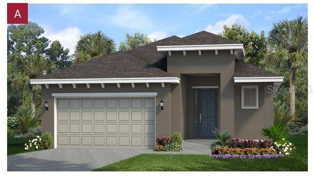 2276 Sirena Ln, Mount Dora, FL 32757 - view of front of house featuring stucco siding, driveway, roof with shingles, and a garage