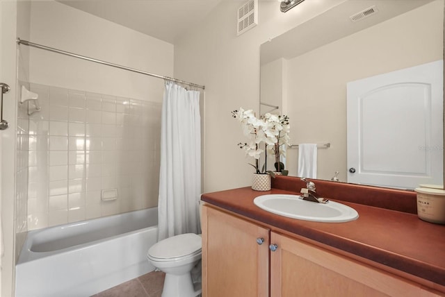 6451 Borasco Dr Unit 1603, Melbourne, FL 32940 - bathroom featuring shower / bath combination with curtain, vanity, and tile patterned flooring