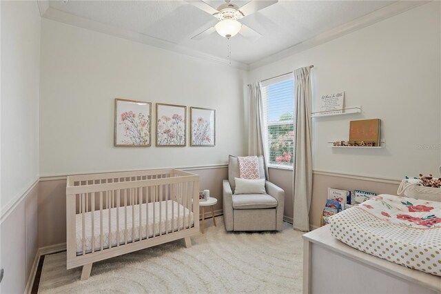 405 Courtlea Park Dr, Winter Garden, FL 34787 - bedroom featuring ornamental molding, carpet floors, a ceiling fan, and baseboards