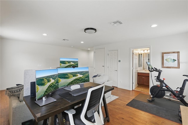 405 Courtlea Park Dr, Winter Garden, FL 34787 - office space with light wood-style floors, recessed lighting, and baseboards