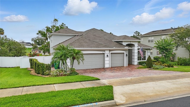 405 Courtlea Park Dr, Winter Garden, FL 34787 - view of front facade featuring stucco siding, an attached garage, roof with shingles, and decorative driveway