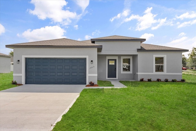 14915 SW 39th Cir, Ocala, FL 34473 - prairie-style home with concrete driveway, stucco siding, and a garage