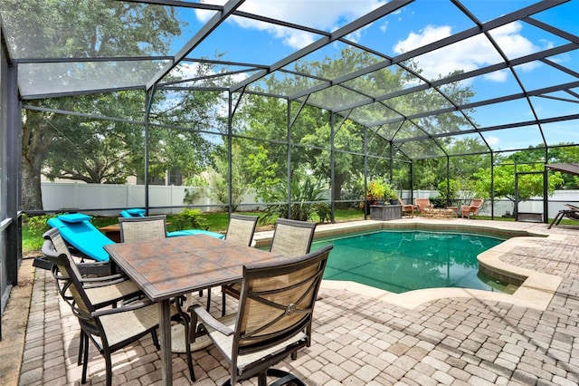 2313 Pesaro Cir, Ocoee, FL 34761 - view of swimming pool with a patio area, a fenced backyard, and a lanai