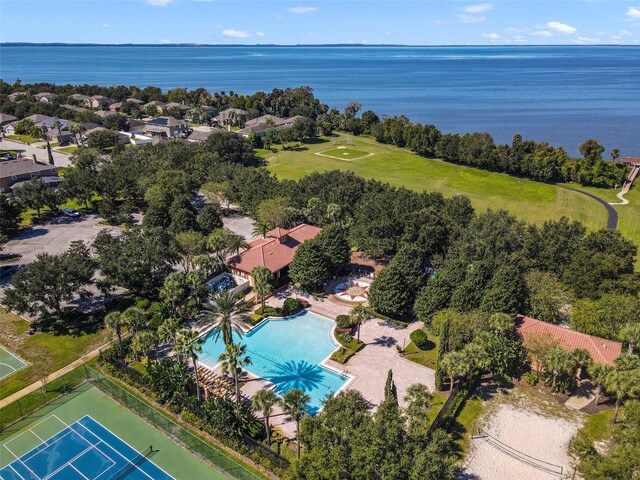 2313 Pesaro Cir, Ocoee, FL 34761 - aerial view of a pool and a nearby body of water