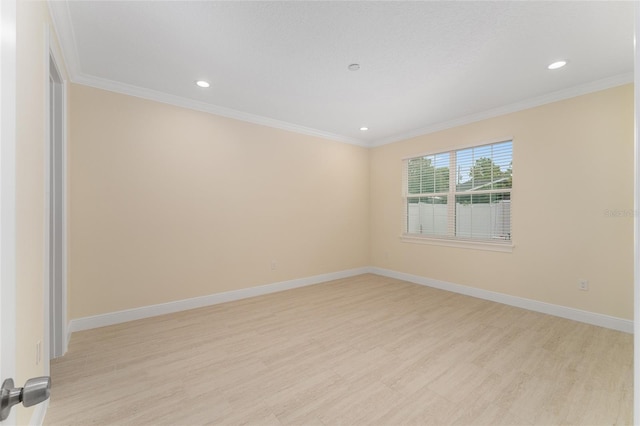 16357 SE 88th Ct, Summerfield, FL 34491 - unfurnished room with light wood-type flooring, crown molding, recessed lighting, and baseboards