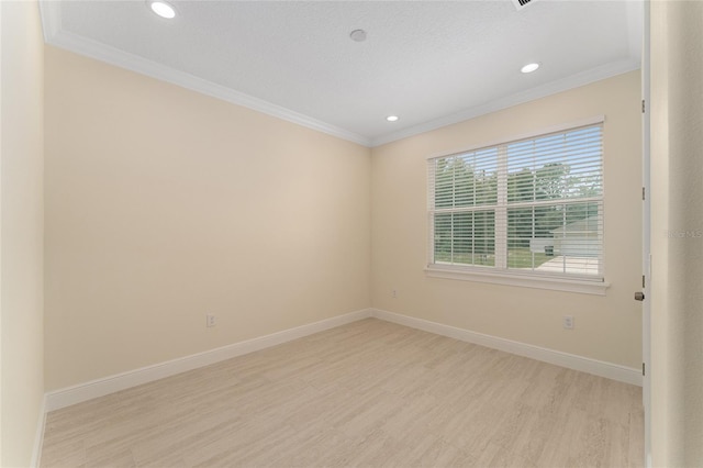 16357 SE 88th Ct, Summerfield, FL 34491 - unfurnished room with light wood-style flooring, ornamental molding, baseboards, and recessed lighting