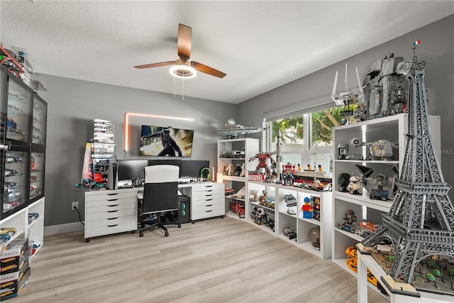 6426 Montclair Bluff Ln, Windermere, FL 34786 - office space with a ceiling fan and wood finished floors