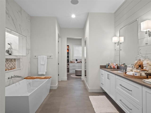 340 Lakeview Rd, Winter Garden, FL 34787 - full bathroom featuring a freestanding bath, vanity, and recessed lighting
