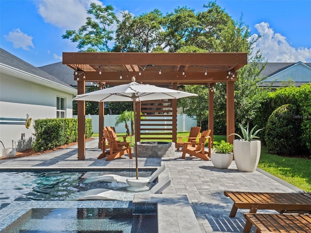 340 Lakeview Rd, Winter Garden, FL 34787 - view of patio featuring a pergola and an outdoor fire pit