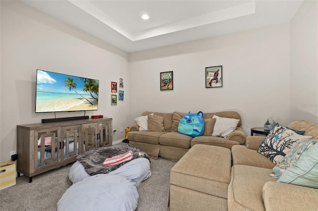 1113 Fieldstone Cir, Oviedo, FL 32765 - living area featuring carpet floors, recessed lighting, and a raised ceiling