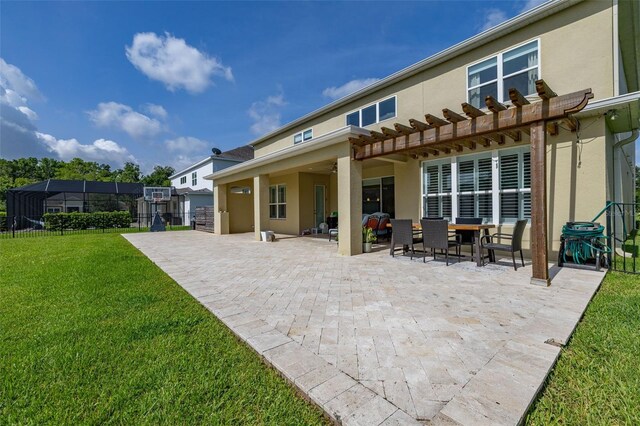 1113 Fieldstone Cir, Oviedo, FL 32765 - back of house with stucco siding, a pergola, and a patio