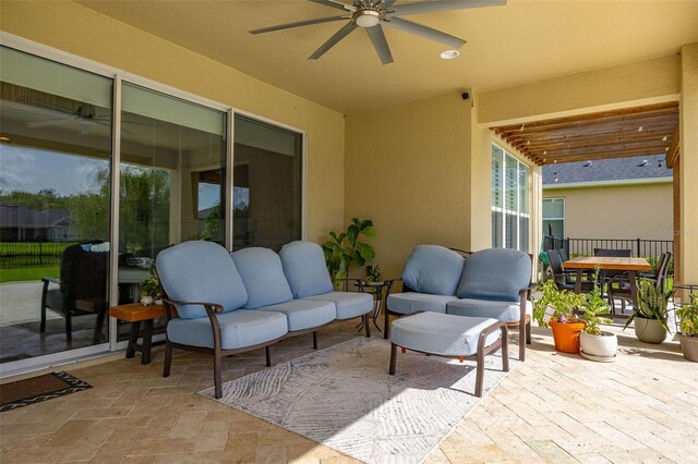 1113 Fieldstone Cir, Oviedo, FL 32765 - view of patio with outdoor lounge area and a ceiling fan