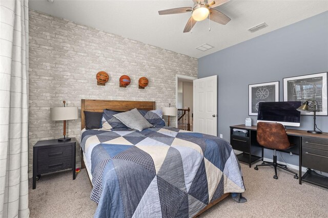 1113 Fieldstone Cir, Oviedo, FL 32765 - bedroom with carpet floors, an office area, and a ceiling fan