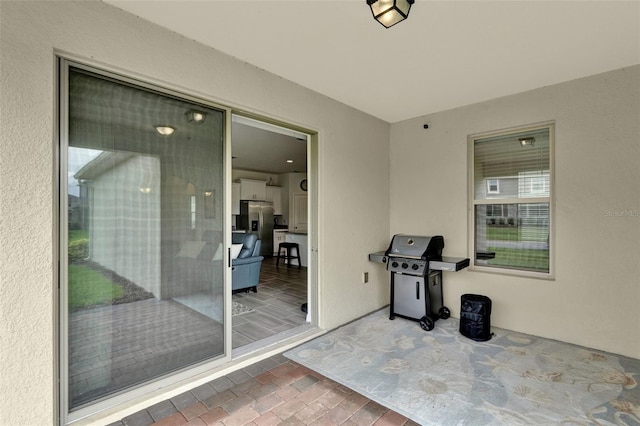 view of patio with area for grilling