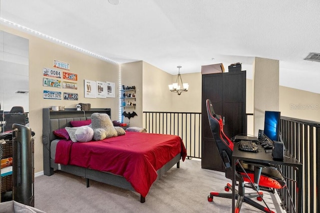 1321 Arbor Vista Loop Unit 301, Lake Mary, FL 32746 - bedroom with a chandelier, light colored carpet, and an office area
