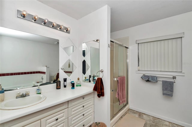 40533 E 8th Ave, Umatilla, FL 32784 - bathroom featuring vanity, a stall shower, and a garden tub