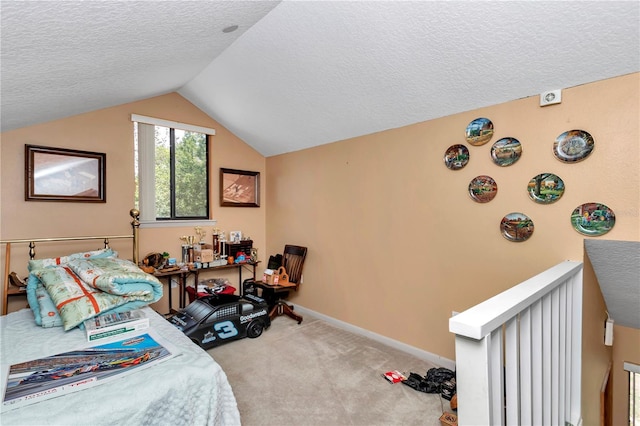40533 E 8th Ave, Umatilla, FL 32784 - carpeted bedroom featuring a textured ceiling and lofted ceiling
