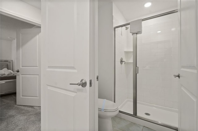 4363 Scene Ln, Kissimmee, FL 34746 - full bathroom with a shower stall, recessed lighting, toilet, and ensuite bathroom