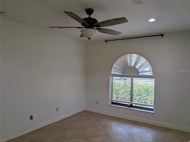 141 Angol St, Punta Gorda, FL 33983 - spare room featuring baseboards, a ceiling fan, recessed lighting, a smoke detector, and light tile patterned floors