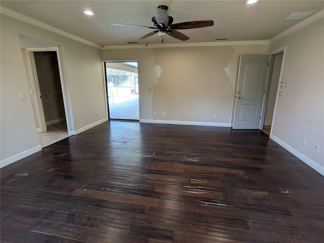 141 Angol St, Punta Gorda, FL 33983 - unfurnished room featuring a ceiling fan, recessed lighting, ornamental molding, wood-type flooring, and baseboards