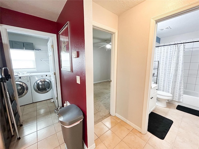 312 W Hull Ave, Oakland, FL 34760 - washroom with independent washer and dryer, ceiling fan, and light tile patterned floors