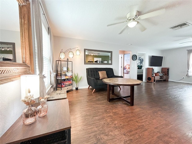 312 W Hull Ave, Oakland, FL 34760 - living room with a ceiling fan, healthy amount of natural light, and wood finished floors