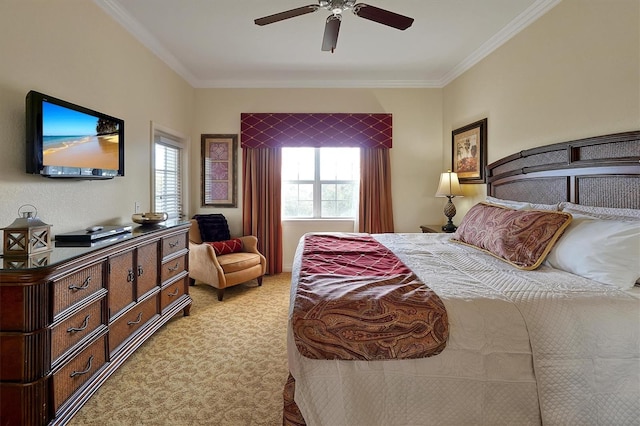 7616 Cabana Ct Unit 301, Reunion, FL 34747 - bedroom featuring light carpet, crown molding, and a ceiling fan