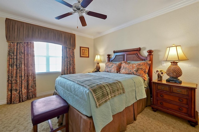 7616 Cabana Ct Unit 301, Reunion, FL 34747 - bedroom with light colored carpet, ornamental molding, and a ceiling fan