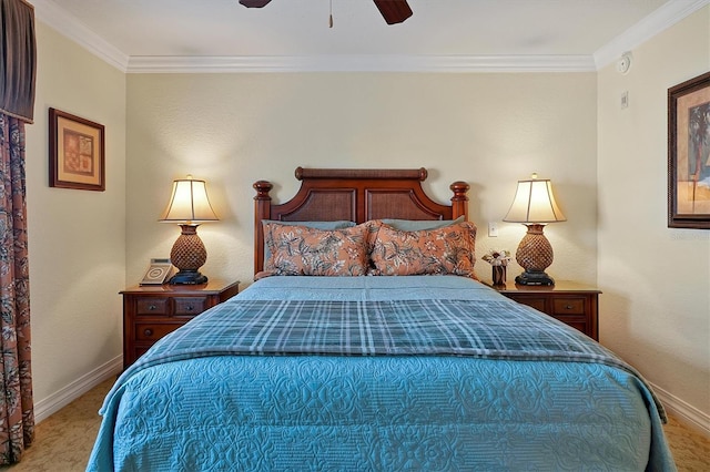 7616 Cabana Ct Unit 301, Reunion, FL 34747 - bedroom with ornamental molding, carpet, and ceiling fan