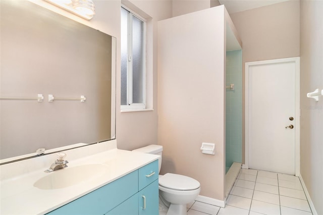 924 Texas St, Englewood, FL 34223 - bathroom featuring vanity, tile patterned floors, toilet, a shower, and baseboards