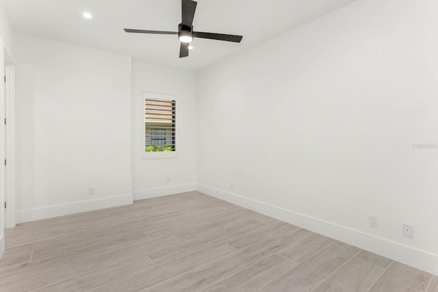 5199 Latrobe Dr, Windermere, FL 34786 - empty room with baseboards, light wood-type flooring, ceiling fan, and recessed lighting