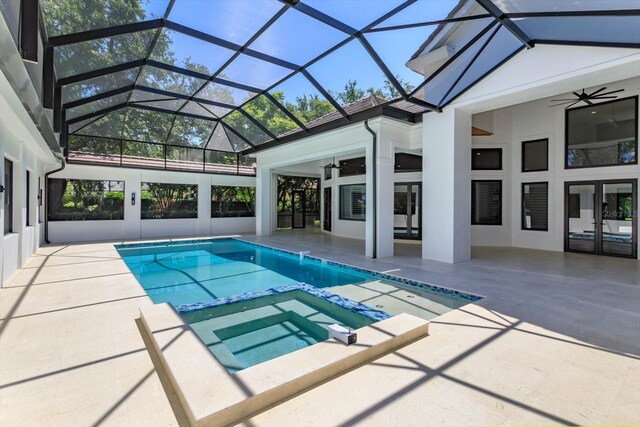 5199 Latrobe Dr, Windermere, FL 34786 - view of pool with a ceiling fan, a patio, a pool with connected hot tub, and a lanai