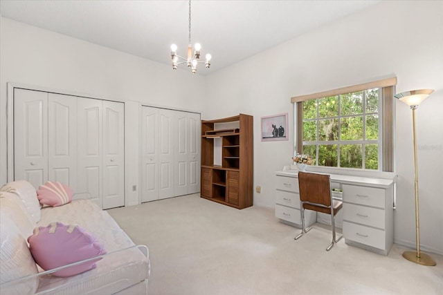 4026 S Lake Orlando Pkwy, Orlando, FL 32808 - home office featuring a chandelier and light carpet