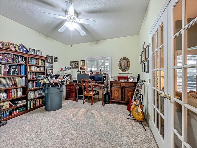 1701 Lucky Pennie Way, Apopka, FL 32712 - office area featuring french doors, carpet, and ceiling fan