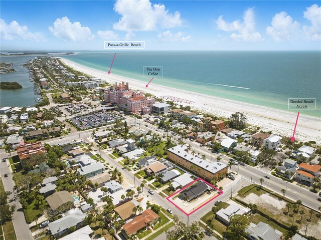 3528 Casablanca Ave, Saint Petersburg, FL 33706 - aerial view of property and surrounding area with waterfront with a beach and property boundaries highlighted