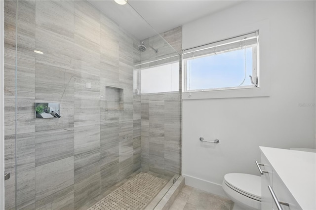 3528 Casablanca Ave, Saint Petersburg, FL 33706 - full bath featuring vanity, toilet, tiled shower, and tile patterned floors