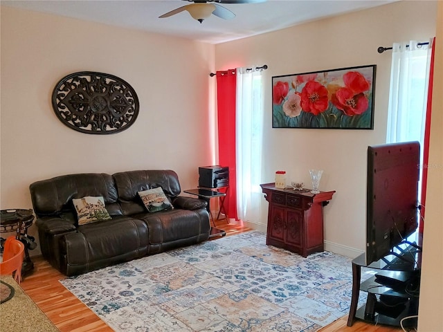 2474 Cimmaron Ash Way, Apopka, FL 32703 - living room with a ceiling fan and wood finished floors