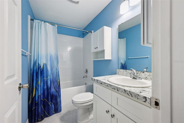 395 Alcazar Ave, De Leon Springs, FL 32130 - bathroom with vanity, shower / bath combo with shower curtain, and toilet
