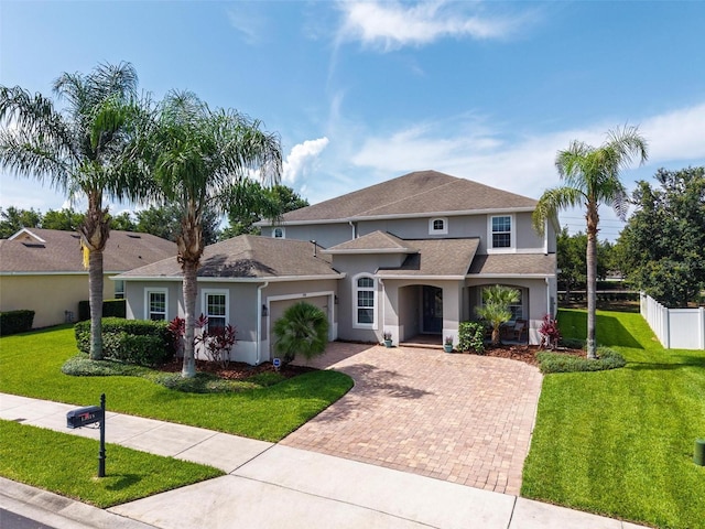 15318 Sandfield Loop, Winter Garden, FL 34787 - view of front of home featuring decorative driveway, an attached garage, stucco siding, and a shingled roof