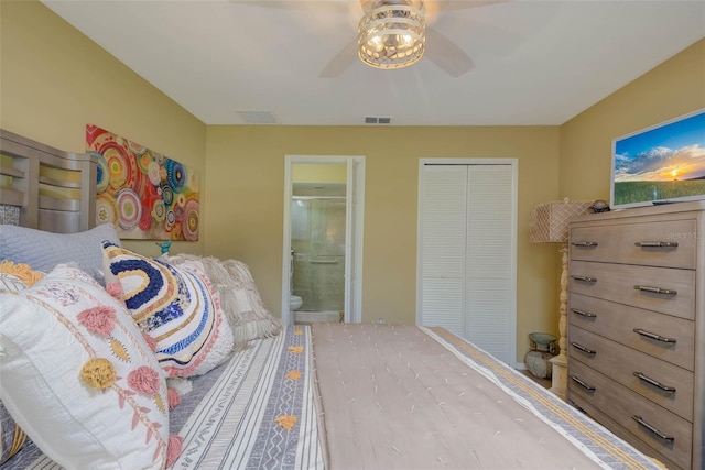 5323 Concord Way, Fort Myers, FL 33907 - bedroom featuring a closet, ensuite bathroom, and a ceiling fan