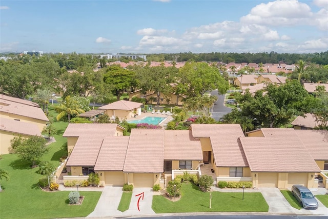 5323 Concord Way, Fort Myers, FL 33907 - aerial perspective of suburban area featuring a pool area