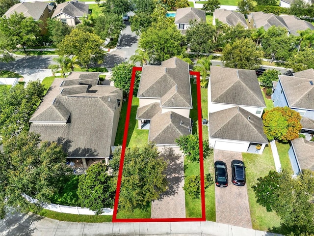 15613 Camp Dubois Cres, Winter Garden, FL 34787 - aerial perspective of suburban area featuring property boundaries highlighted