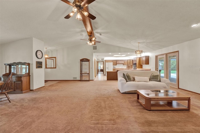 1778 Woodcrest Ln, Deland, FL 32720 - living area with light colored carpet, a ceiling fan, and a textured ceiling