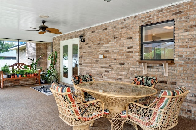 1778 Woodcrest Ln, Deland, FL 32720 - sunroom featuring ceiling fan, outdoor dining area, and french doors
