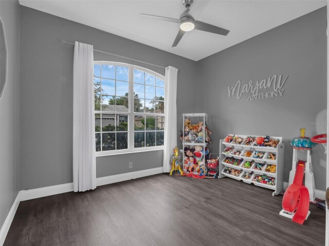 917 Dekleva Dr, Apopka, FL 32712 - playroom with baseboards, wood finished floors, and ceiling fan