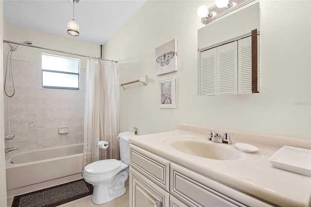 281 NE Greenbrier Ave, Port St Lucie, FL 34983 - full bathroom with vanity and shower / bath combination with curtain
